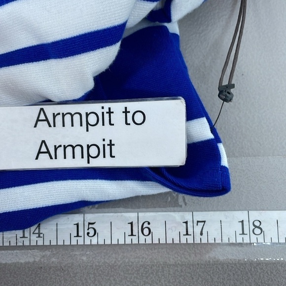 Vince Camuto Dress Women's 6 Blue White Striped Cold Shoulder Midi NWT - Picture 13 of 16